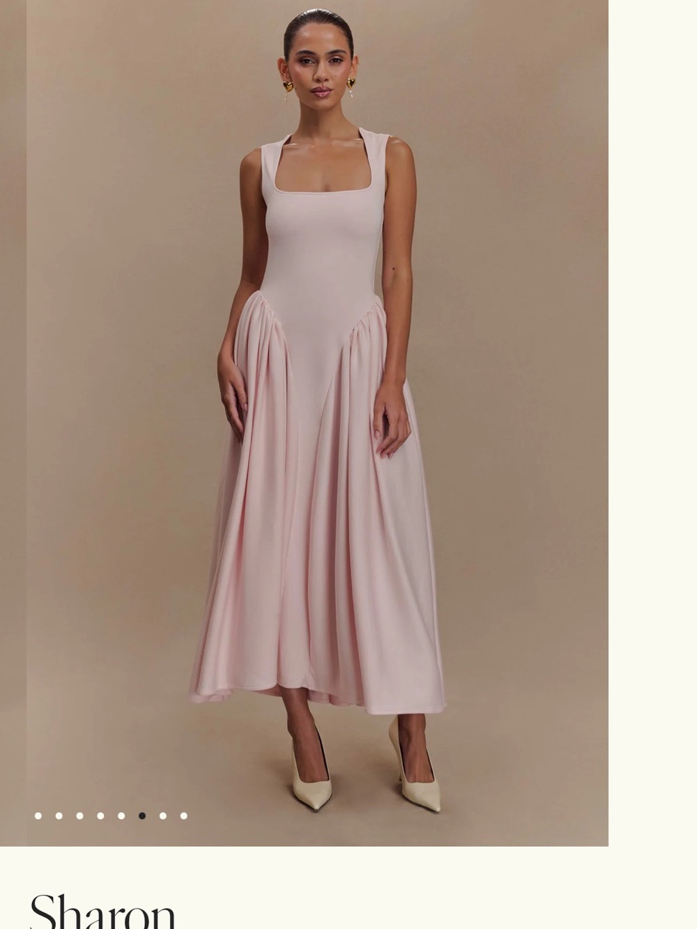 Meshki Soft Pink Square-Neck Midi Dress - Picture 6 of 6